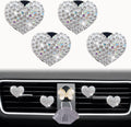 Bling Heart Air Vent Clips, 4 Pcs Silver Heart Car Air Fresheners 