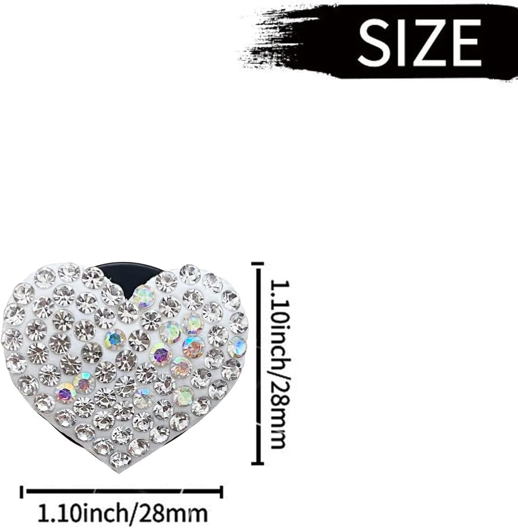 Bling Heart Air Vent Clips, 4 Pcs Silver Heart Car Air Fresheners 